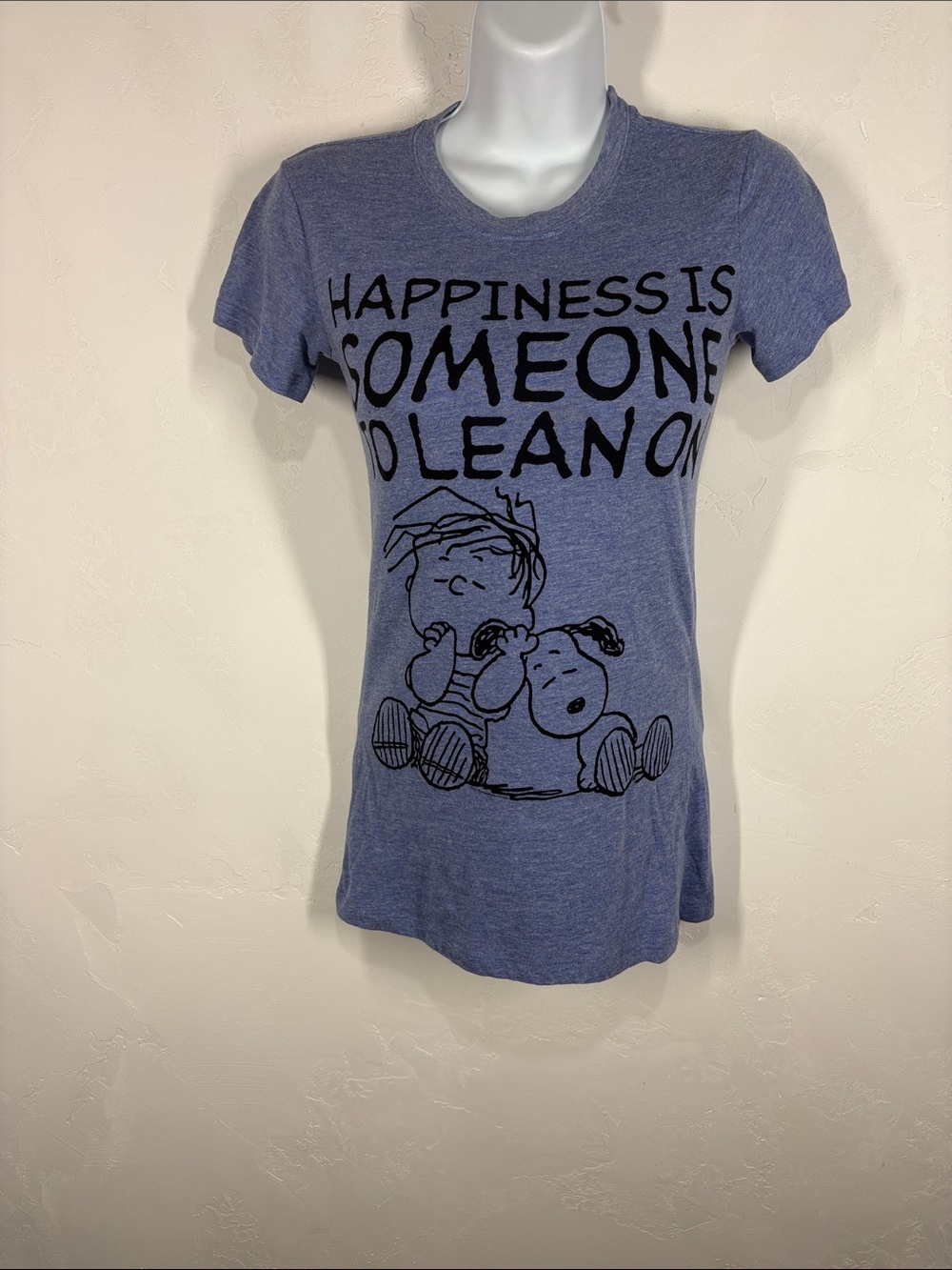 Peanuts Blue Crewneck Short-Sleeve Women's Tee with Black Graphic size small